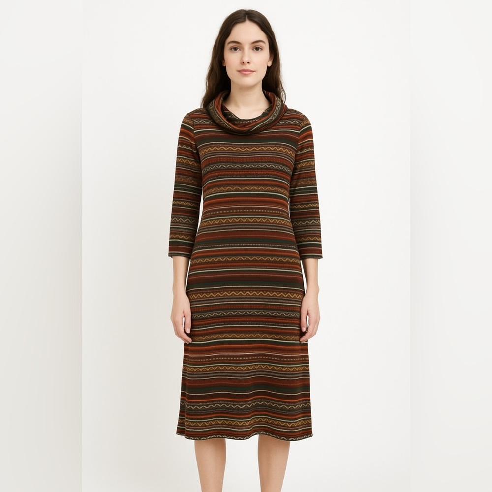 VTG Western Tunic Cowl Neck Dress Size 7 100% Cotton Canada Fall Layering  READ